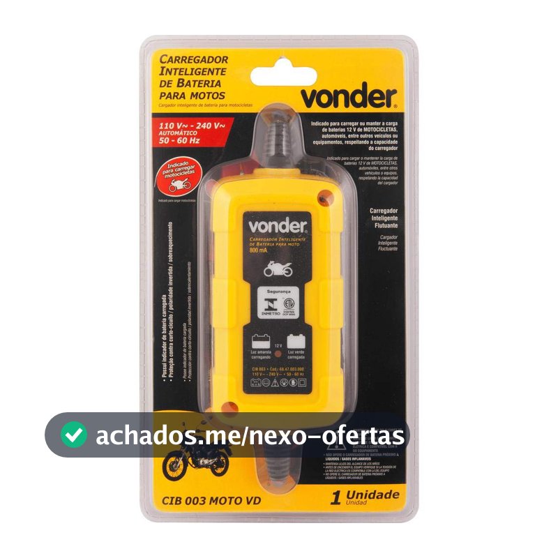 Vonder Carregador Inteligente de Bateria para Moto, 127 V - 220 V, CIB 003