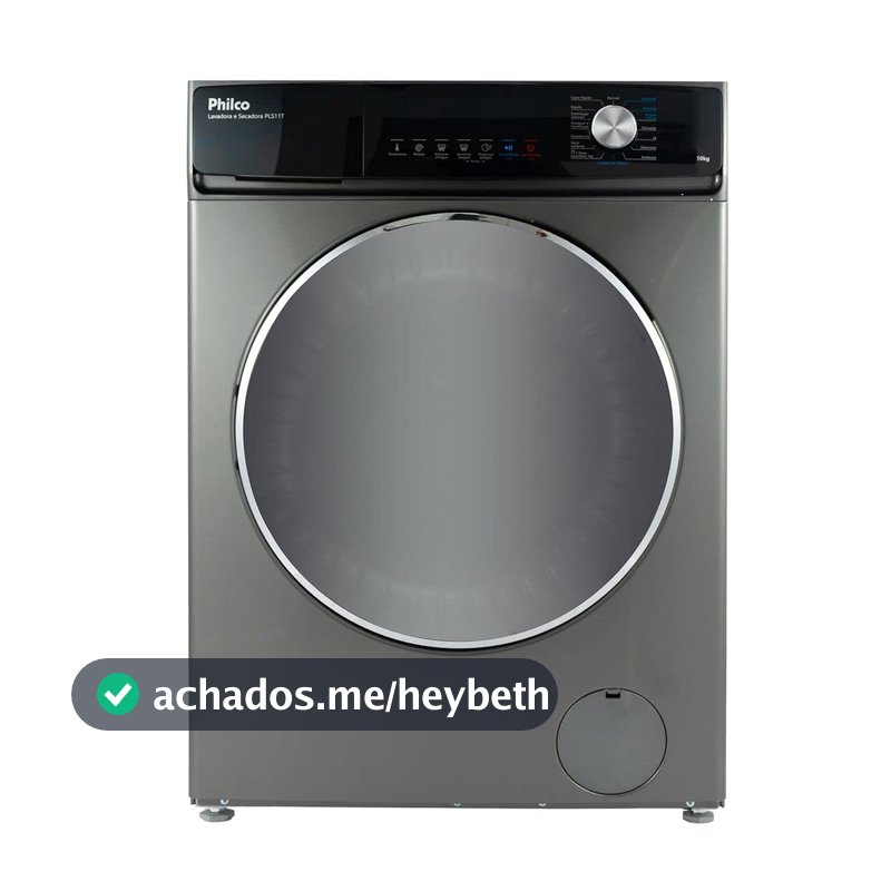 Lava e Seca Philco 16 Programas Eco Inverter 10kg Inox PLS11T 220V