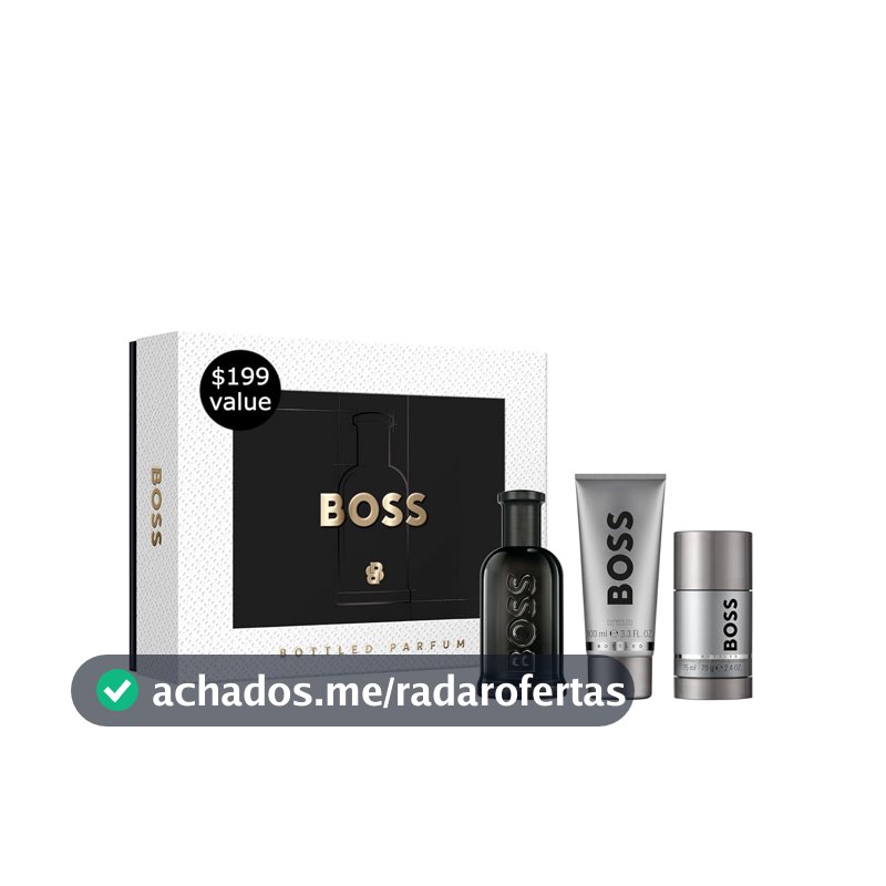Kit Perfume Masculino Hugo Boss Bottled Parfum, Amadeirado Âmbar, 3 Itens