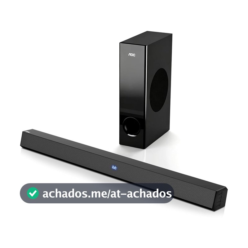 AOC ACS3410 Soundbar 2.1 Canais Home Theater - 3D Surround 360°, 85W, Subwoofer Incluso + Controle Remoto, Bluetooth+HDMI, Compatível com Diversos Dispositivos