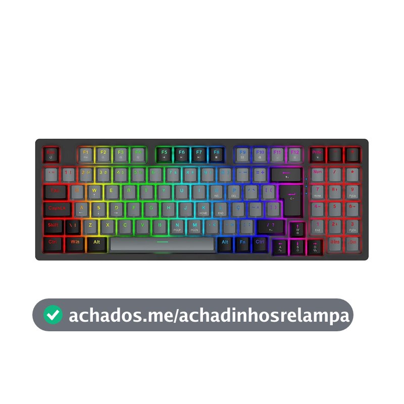 Teclado Mecânico Gamer com Fio 95 Teclas, RGB com 20 Modos de Iluminação, Switch Vermelho Hot Swap, Anti Ghosting, Teclado Compacto USB para PC, Notebook, Windows e Mac (Cinza)