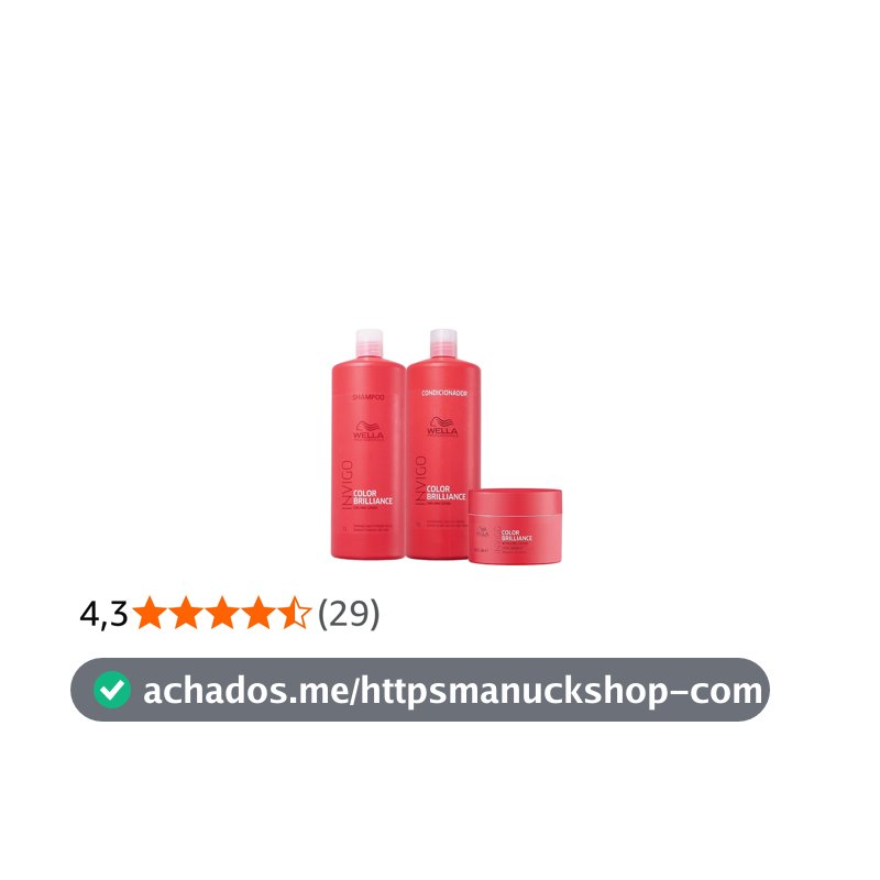 Kit Wella Professionals Invigo Color Brilliance Shampoo Condicionador Litro + Máscara (3 produtos)