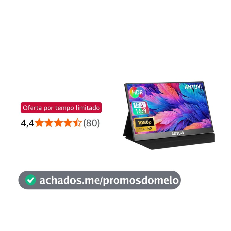 ANTUVI Monitor Portátil 15.6''+ Case, 1080P, MINI Segunda de Notebook Extensor De Tela, Ultra-Slim e portátil, com alto-falante de pé, Adequado para Viagens, Casa, Trabalho/Jogos
