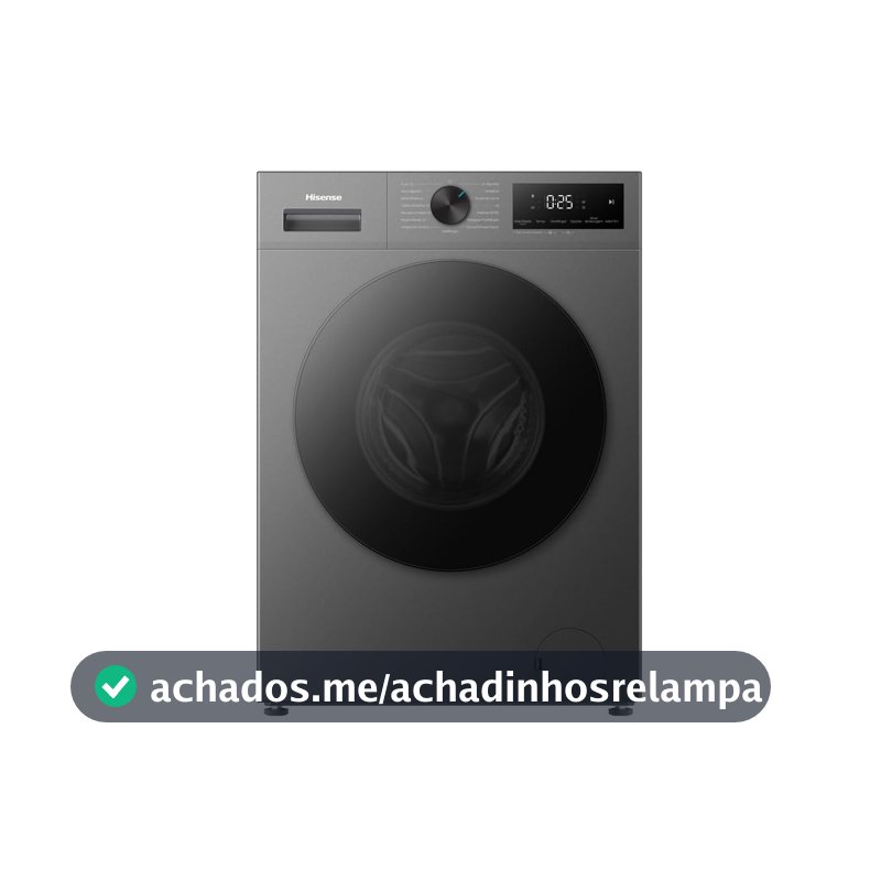 Lava e Seca Hisense 11Kg WD1I1141BT2 Compacta Fit e Função Steam Inverter Titânio