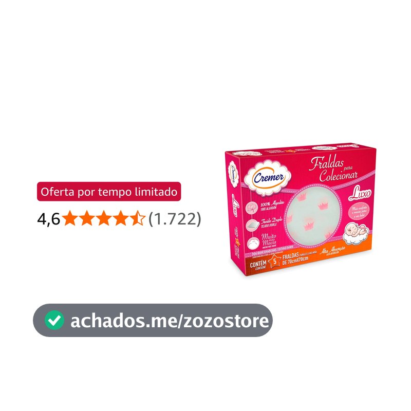 Cremer Fralda Luxo Estampa Feminina Pc Com 5 Unidades