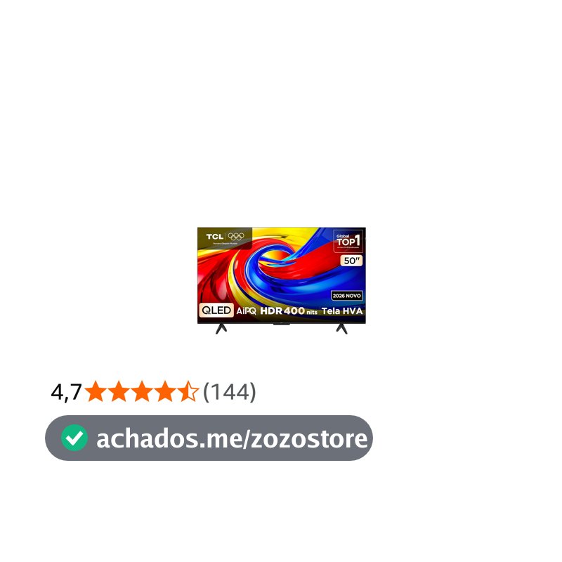 Smart TV TCL 50 Polegadas QLED 4K P7L WiFi Bluetooth Google TV HDR10+ 60 Hz AIPQ 50P7L