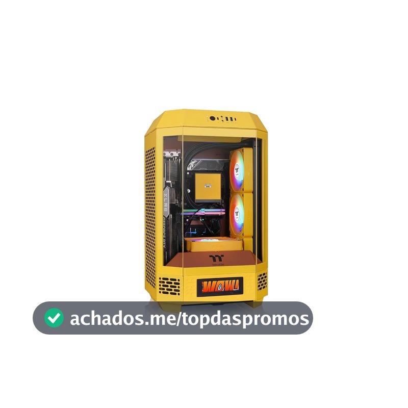 Thermaltake Torre Mini Torre 250 mITX; Ventoinhas CT de 2 x 120 mm incluídas; Suporte de radiador de 360 mm; Folga GPU de 360 mm; Câmara Dupla; Caramelo de Manteiga; CA-1Z9-00SMWN-00