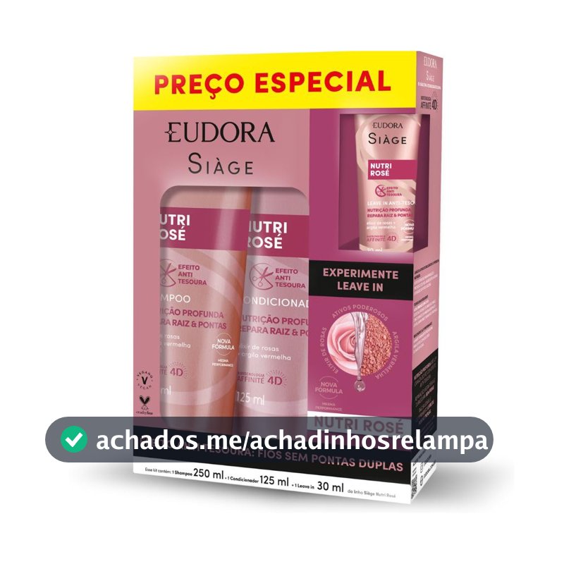Eudora SIàge Promopack Nutri Rose Shampoo 250ml + Condicionador 125ml + Leave-in 30ml