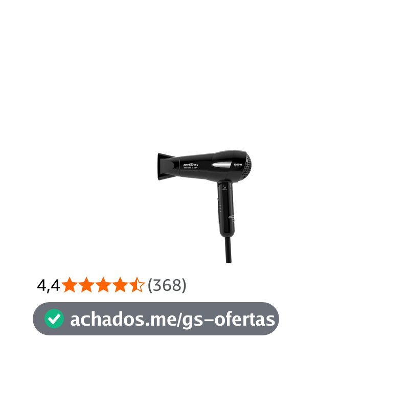 Britânia Secador de Cabelos BSC1200 Íon Tourmaline 1200W Preto Bivolt Automático
