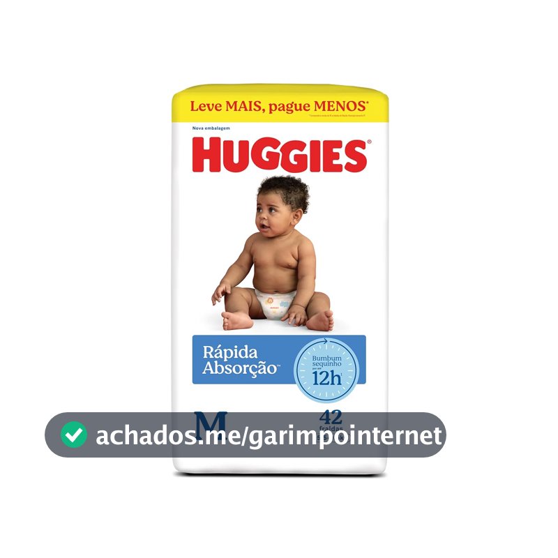 Huggies Rápida Absorção Fralda Descartável, Absorção Em Segundos M - 42 UN