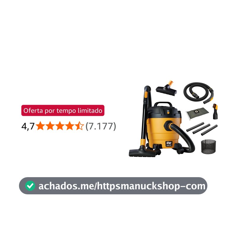 WAP Aspirador de Pó e Água GTW 10, Compacto, 10 Litros, com Mangueira de 1,5 Metros, Filtro Lavável, 140mbar 1400W 220V