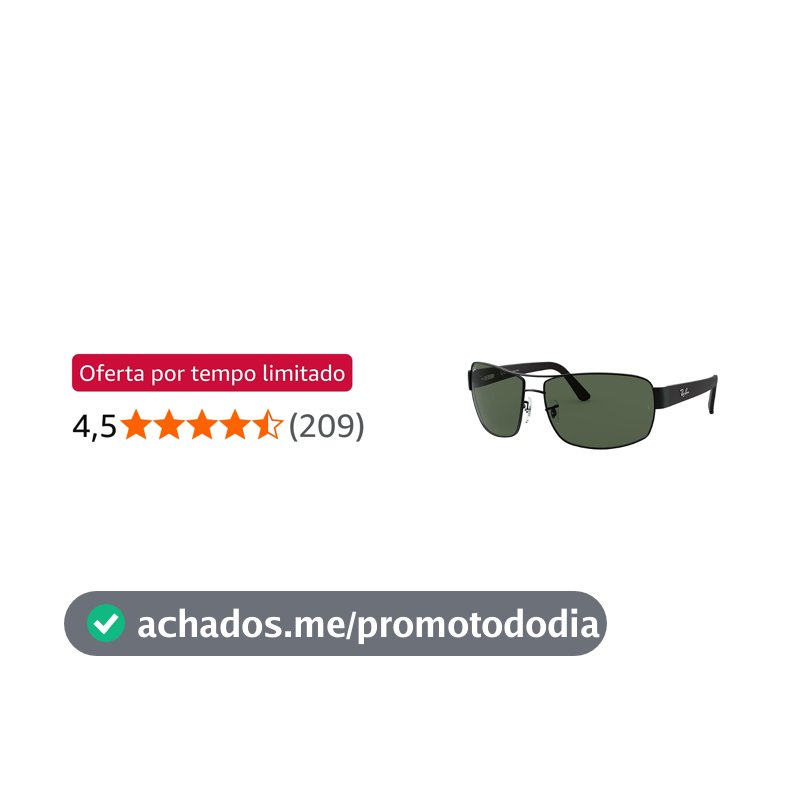 Óculos de Sol Ray-Ban Retangular Esportivo Unissex, Tamanho 64