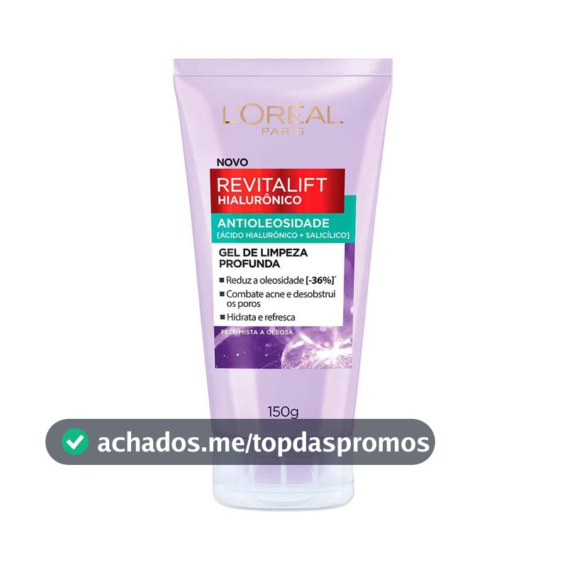 L'Oréal Paris Revitalift Hialurônico Gel de Limpeza Facial Antioleosidade com Ácido Hialurônico e Salicílico Limpeza Profunda e Controle de Oleosidade 150g