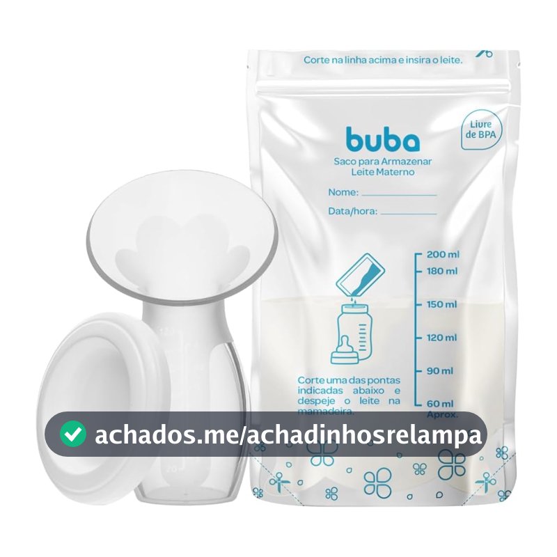 Oferta por tempo limitado: Kit Coletor De Leite Materno Em Silicone + Saco Para Armazenar Leite Materno Branco
