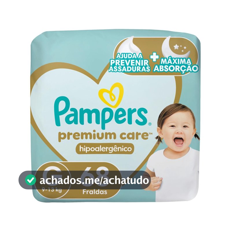 Fralda Pampers Premium Care Tamanho G 68 Unidades