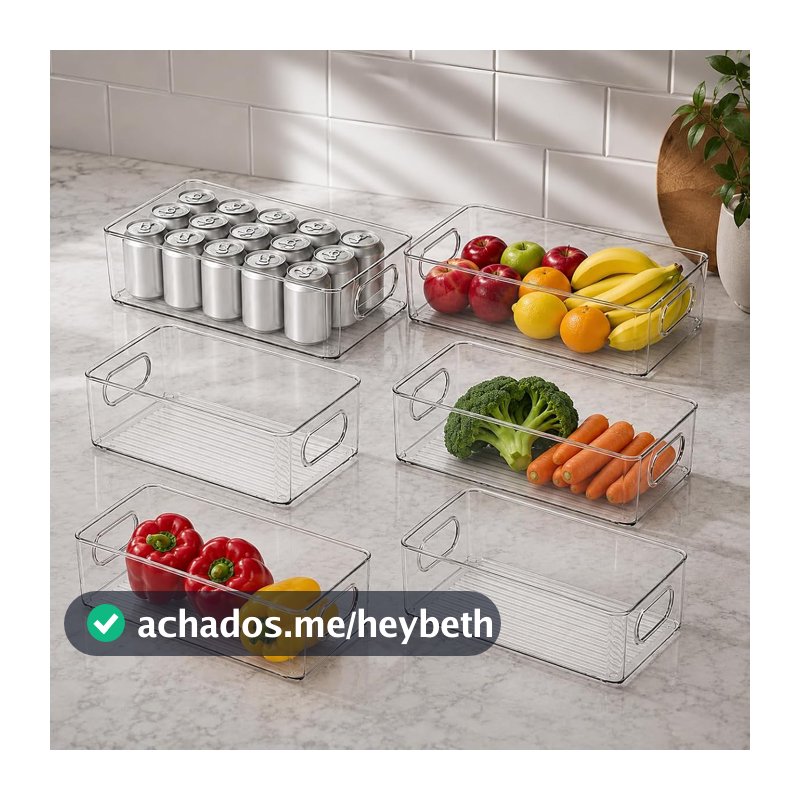 Kit 6 Organizadores Multiuso para Geladeira e Armário