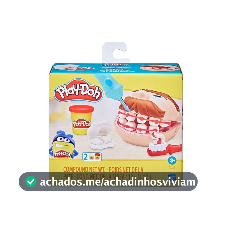 Play-Doh, Massinha de Modelar Infantil, Brincando de Dentista - Conjunto de Brinquedo com Acessórios e 2 Potes - A partir de 3 Anos