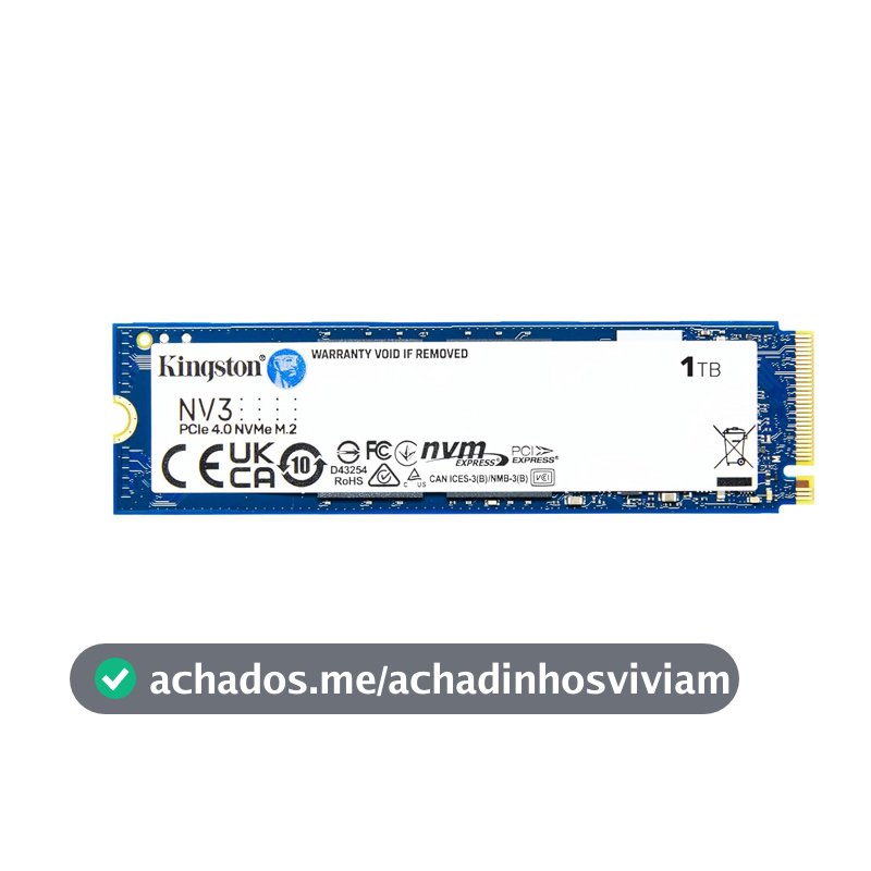SSD Kingston NV3 1TB M.2 2280 NVMe Gen4, Desempenho e Eficiência para Upgrade de PC – SNV3S/1000G
