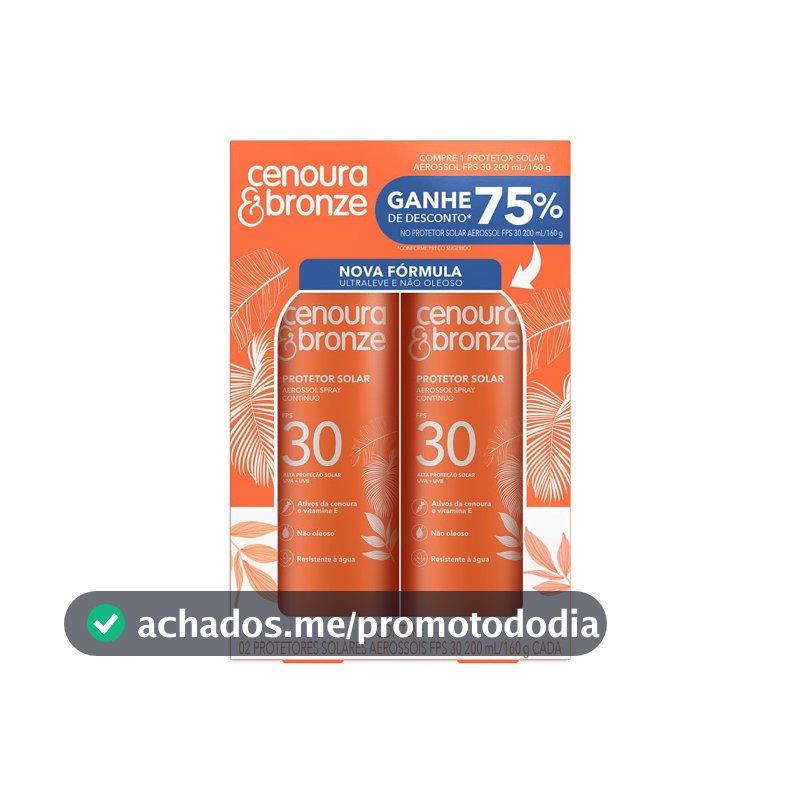 Kit Cenoura & Bronze Protetor Solar Aerossol Spray FPS30 200ml - 2 unidades