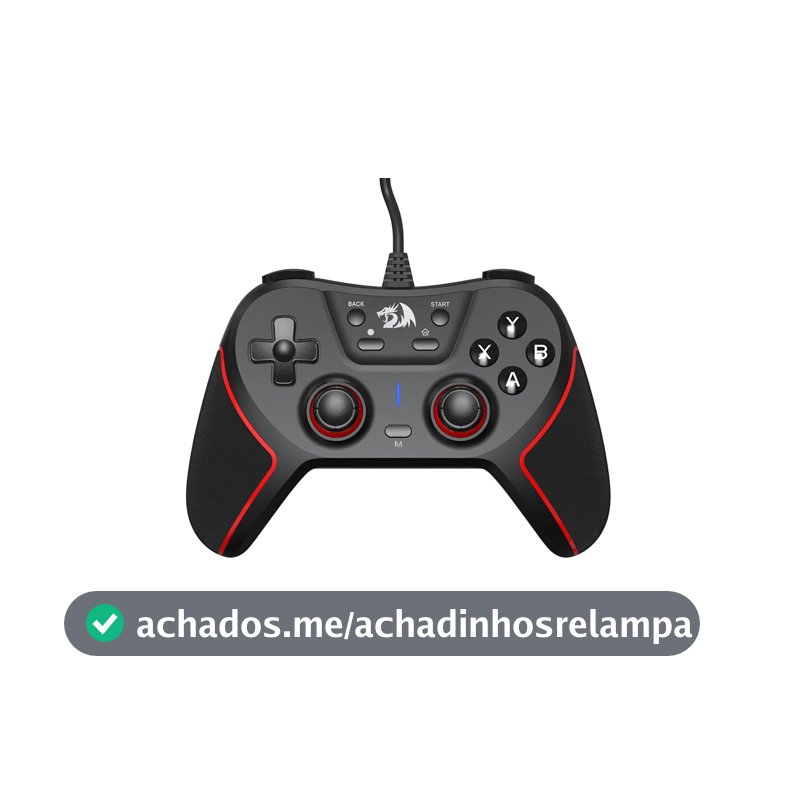 Controle Gamer Redragon Ephemera USB com Hall Effect, 19 Botões, Vibração Dupla, X-Input e D-Input, Preto e Vermelho G713
