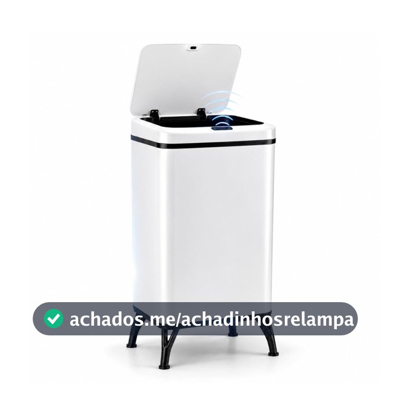 Lixeira Inteligente Automática 50L Inox Com Sensor Inteligente Eletrico Cesto de Lixo Casa Cozinha Escitorio Premium Elegante (Branca)