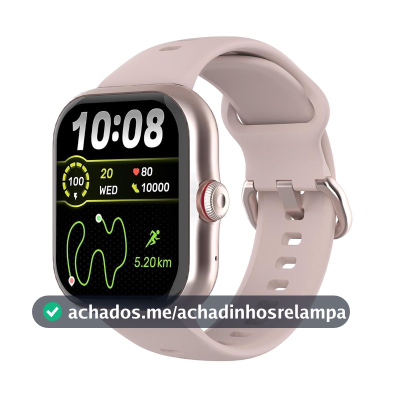 SmartWatch GPS, Relogio Smartwatch Feminino e Masculino, 1,85 polegadas HD, chamada Bluetooth, Esportivos relógio com voz por IA, Compatível com Android iOS, 2 Pulseiras (ROSA)