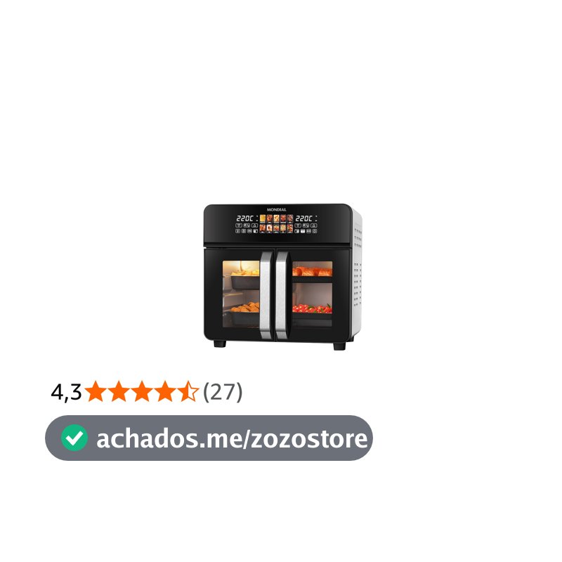 MONDIAL Air Fryer Forno 25L French Door, Preto/Inox, 2000W, 110V - AFDO-25L-FD