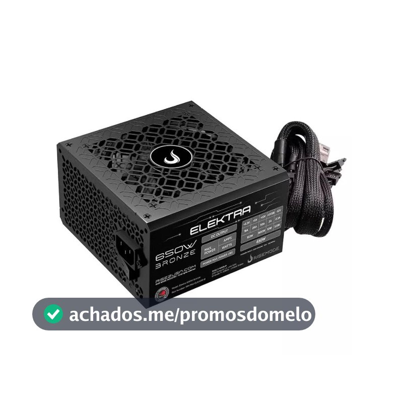 Rise Mode Elektra Fonte Gamer 650W 80 Plus Bronze PFC Ativo