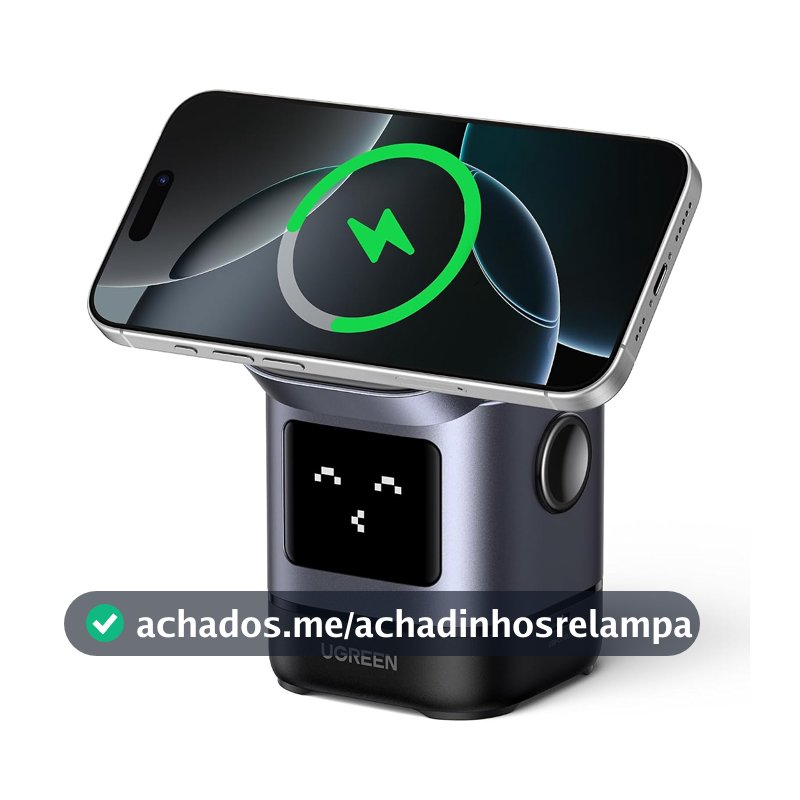 Oferta por tempo limitado para Membros Prime: UGREEN Carregador Sem Fio Qi2, Suporte Carregador Sem Fio 15W 2 em 1