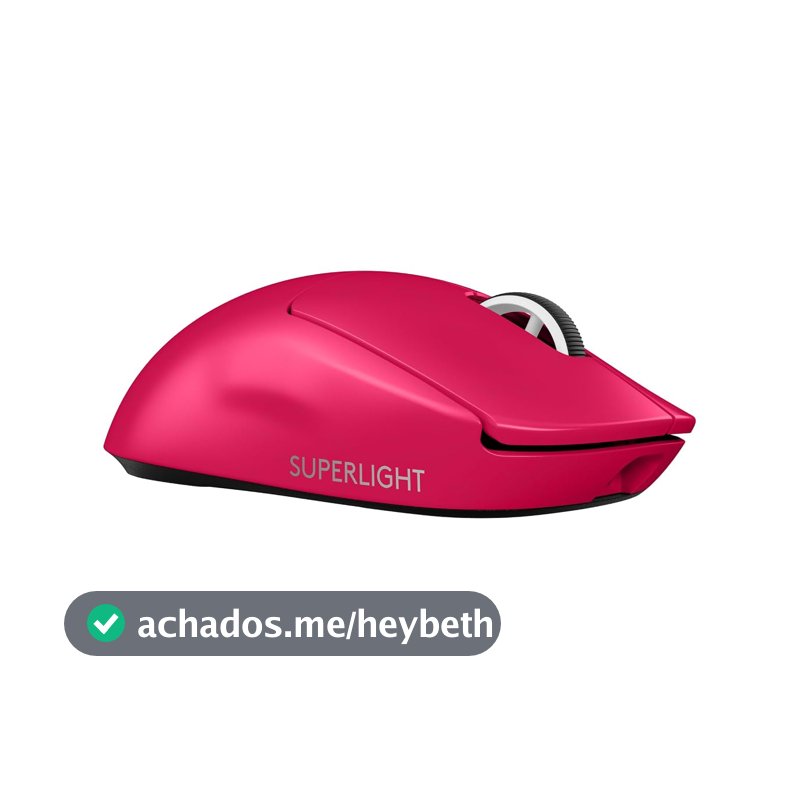 Mouse Gamer Sem Fio Logitech G PRO X SUPERLIGHT 2 com Tecnologia LIGHTSPEED, Ultraleve, Switch LIGHTFORCE, Sensor HERO 2 com 44K DPI, 5 botões programáveis e Bateria Recarregável - Rosa Magenta