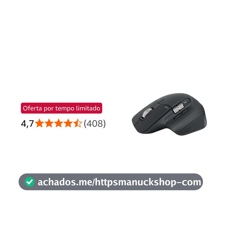 Mouse sem fio Logitech Mx Master 3s Bluetooth Edition - Conexão por Bluetooth, Com rolagem ultra-rápida, Design Ergonômico, Rastreamento em Vidro, 8K DPI, Clique Silencioso - Grafite
