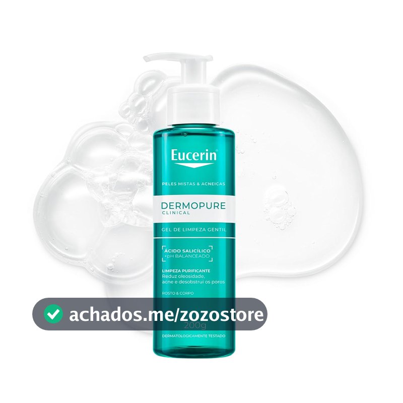 EUCERIN Dermopure Clinical Gel de Limpeza Gentil 200ml, Redução da oleosidade e acne, Desobstrui os poros