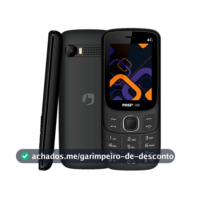 Celular Positivo P41 4G, Tela 2.4", 32MB RAM, Dual SIM, Rádio FM, Bateria 1000mAh - Preto