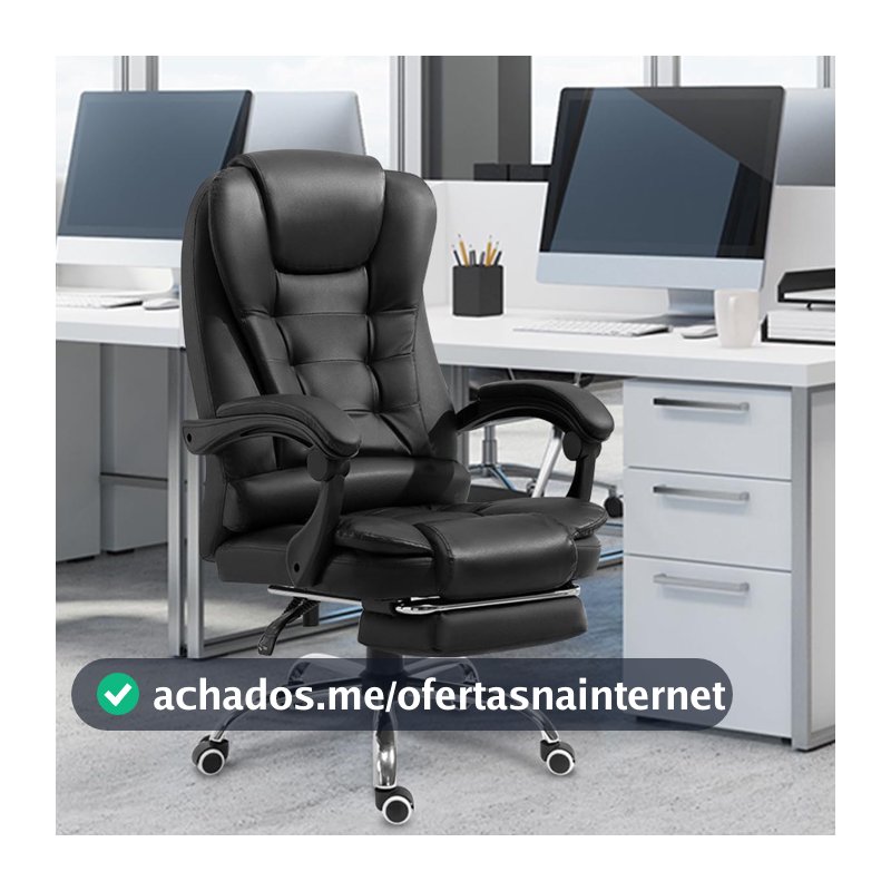 Cadeira De Escritório, Cadeira De Com Apoio Para Os Pés E Encosto Ajustável（Preto）