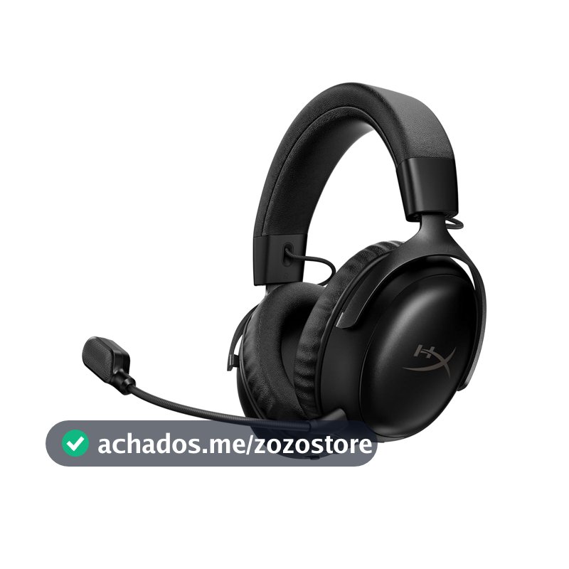 Headset Gamer HyperX Cloud III S Wireless – PC, PS5, PS4, Nintendo Switch, Drivers de 53 mm, Áudio DTS, Microfone de 10 mm, 2,4 GHz, Bluetooth, Preto (A59YZAA)