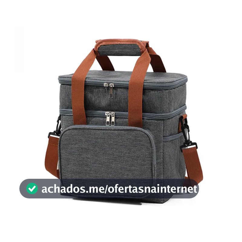 Bolsa Termica Marmita Lancheira Grande Alça Ombro Trabalho Passeio Academia Dois Andares (Bolsa Cinza)