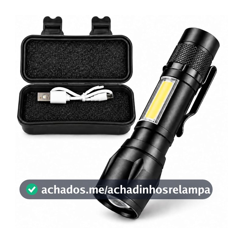 Lanterna Tática LED Recarregável USB de Alta Potência