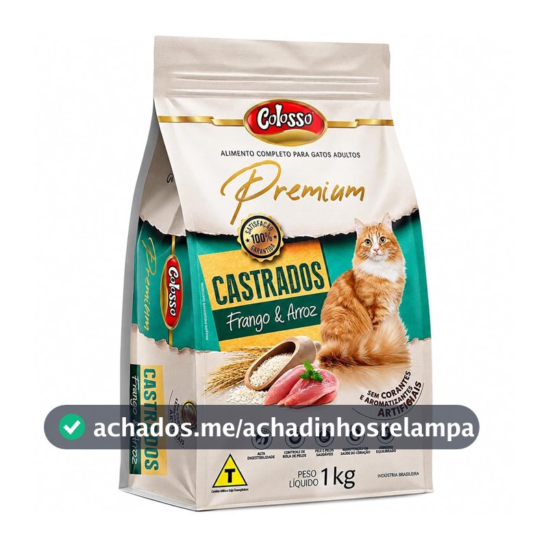 Colosso Premium Ração Gato Castrado Sabor Frango e Arroz 1kg