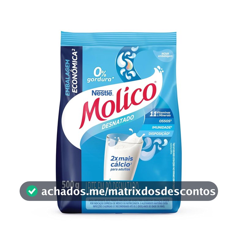 Molico Leite Em Pó Desnatado Total Cálcio 500G