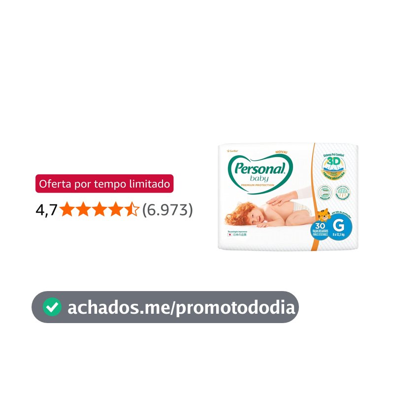 Personal Fralda Baby Premium Protection Grande 30Pads