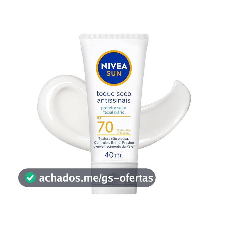 NIVEA SUN Protetor Solar Facial Toque Seco Antissinais FPS 70 40ml - Com muito alta proteção contra raios UVA/UVB, controla o brilho e previne o envelhecimento precoce