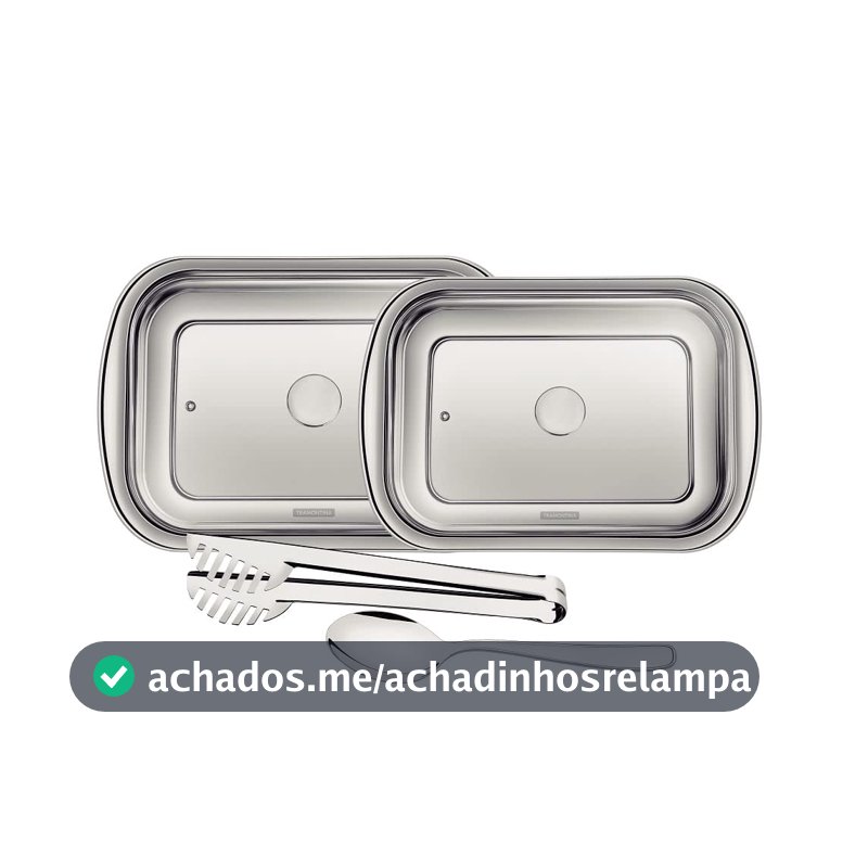 Kit para Assar e Servir Aço inox com Tampa de Vidro com 4 Peças Tramontina Cosmos Prata