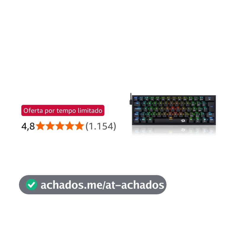 TECLADO MECÂNICO GAMER REDRAGON FIZZ RGB PRETO SWITCH MARROM K617-RGB-B (PT-BROWN)