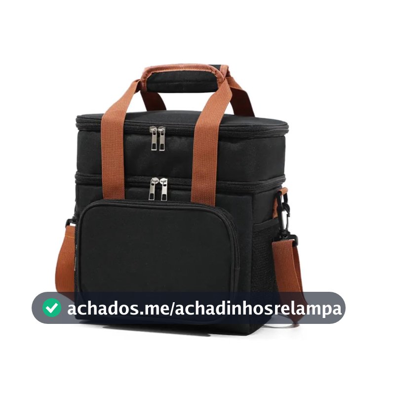 Bolsa Termica Marmita Lancheira Grande Alça Ombro Trabalho Passeio Academia Dois Andares (Bolsa Preta)