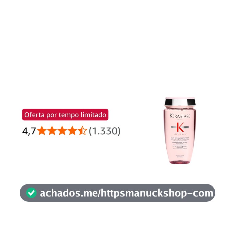 Kérastase Genesis Bain Hydra-Fortifiant Shampoo, Tratamento Fortificante Antiqueda por Quebra para Cabelos Finos e Oleosos, com Flor de Edelweiss e Raiz de Gengibre, 250ml