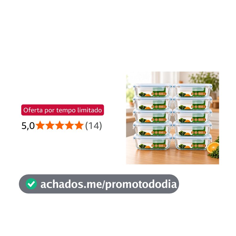 Pote Hermético Vidro Haushop Kit 10 Potes De Vidro com Tampa Reforçado Firme