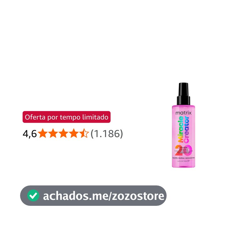 Matrix, Spray Multibenefícios, Miracle Creator, Para Todos Os Tipos De Cabelo, 20 Benefícios, Multifuncional, Leave-in Em Spray, Revitaliza, Nutre E Protege Termicamente, 190ml