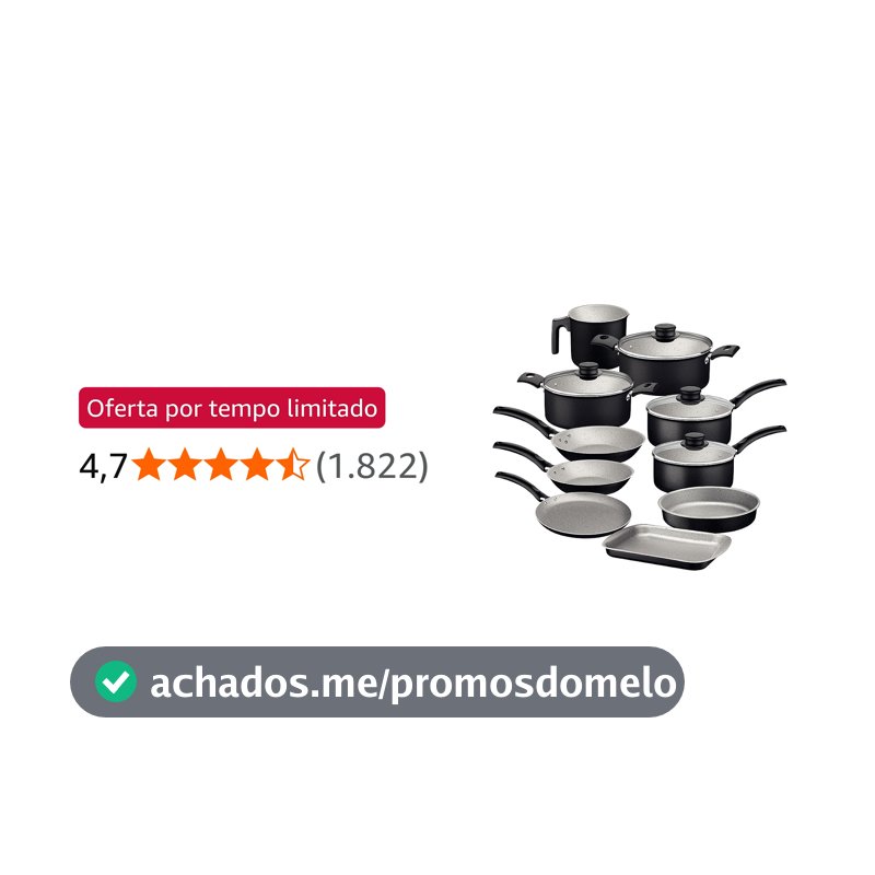 Jogo de Panelas Tramontina Turim em Alumínio com Revestimento Interno e Externo em Antiaderente Starflon Max Preto 10 Peças