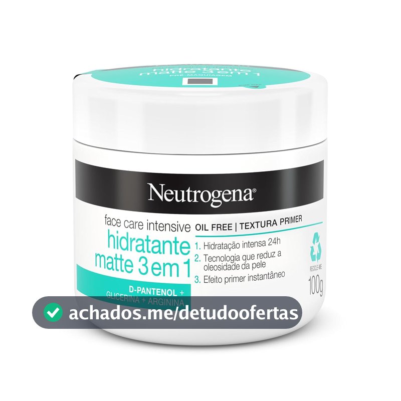Creme Hidratante Facial Matte 3 em 1 Neutrogena, Sem Perfume, 100g