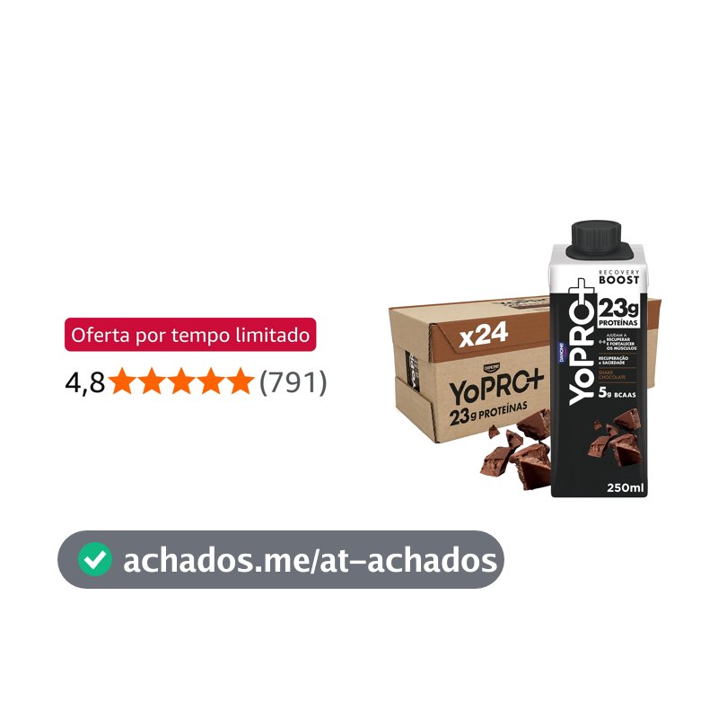 YoPRO Bebida Láctea UHT Chocolate Líquida Caixinha 250ml - 23g de Proteínas - Sem Lactose - Pack com 24 Unidades